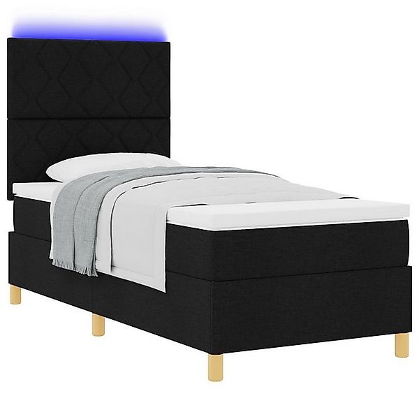 vidaXL Bett Boxspringbett mit Matratze & LED Schwarz 100x200 cm Stoff (1-tl günstig online kaufen