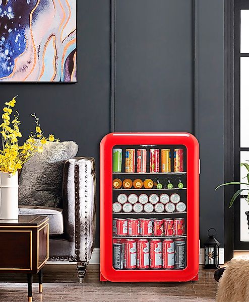 Hanseatic Getränkekühlschrank "HBC115ERRH red" 83,5 cm hoch 55 cm breit günstig online kaufen