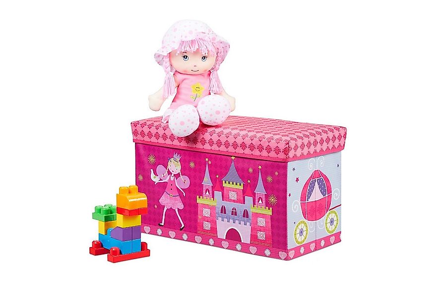 relaxdays Spielzeugtruhe Sitzbox für Kinder, Prinzessin günstig online kaufen