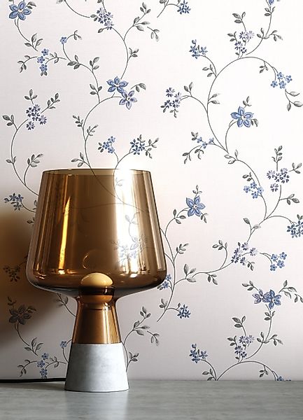Newroom Vliestapete, Blau Tapete Floral Blumen günstig online kaufen