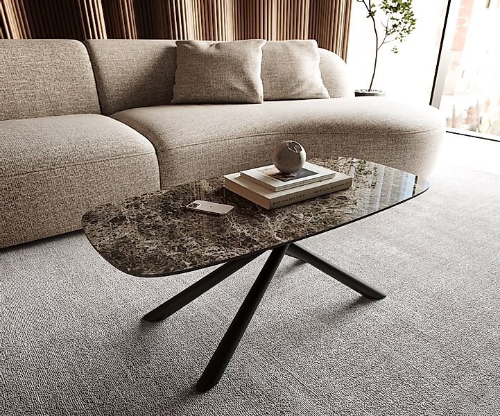 Couchtisch Edge Boot 100x50 cm Keramik Emperador Extra Lucidato Dunkelbraun günstig online kaufen