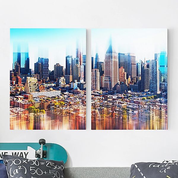 2-teiliges Leinwandbild - Querformat Manhattan Skyline Urban Stretch günstig online kaufen