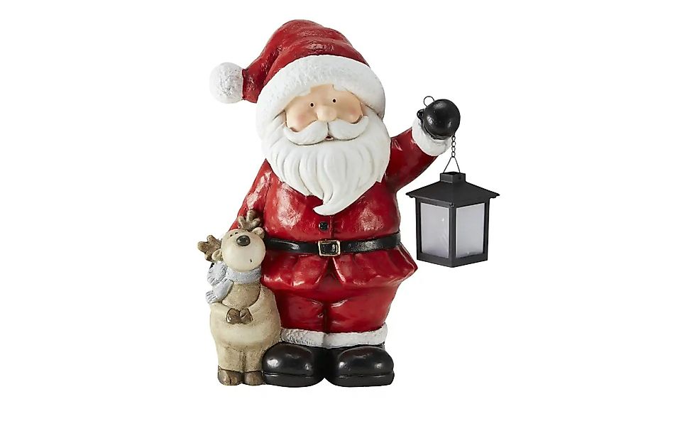 HOME STORY Deko Weihnachtsmann mit LED Laterne   ¦ rot ¦ Magnesia,Kunststof günstig online kaufen