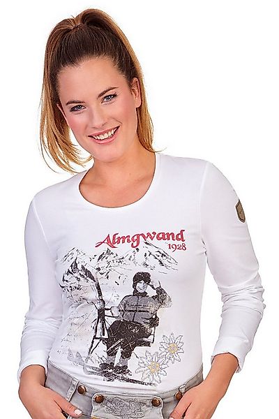 Almgwand Trachtenshirt Longsleeve Damen - GFÖLLERALM - weiß günstig online kaufen
