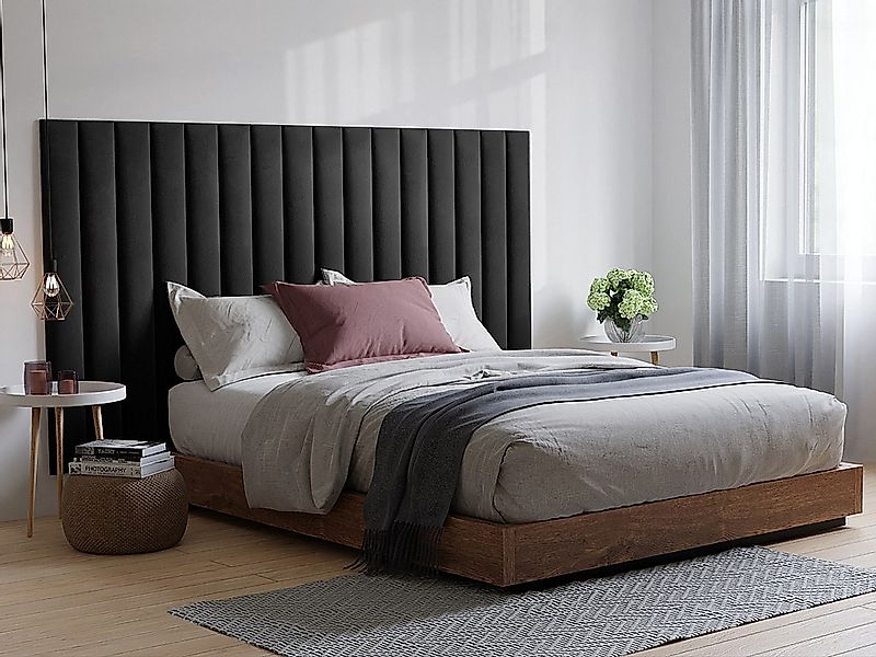 Wandpaneel Bettkopfteil - Samt - 220 cm - Grau - GONDA von Pascal Morabito günstig online kaufen