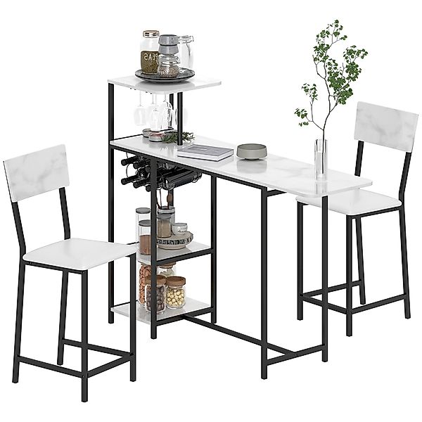 HOMCOM Ensemble table de bar mit Hockern, Stehtisch mit 2 Barhockern, klapp günstig online kaufen