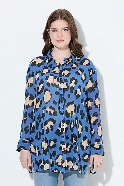 Ulla Popken Hemdbluse Bluse Leomuster Hemdkragen Langarm günstig online kaufen