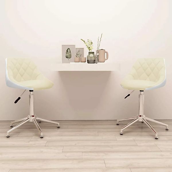 Esszimmerstühle 2 Stk. Drehbar Creme Und Weiß Kunstleder günstig online kaufen