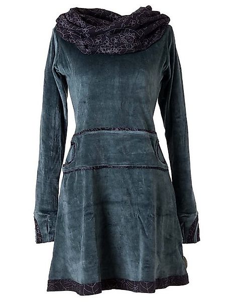 Vishes Midikleid Samtkleid warm mit großem Kapuzenkragen Ethno, Hippie, Goa günstig online kaufen