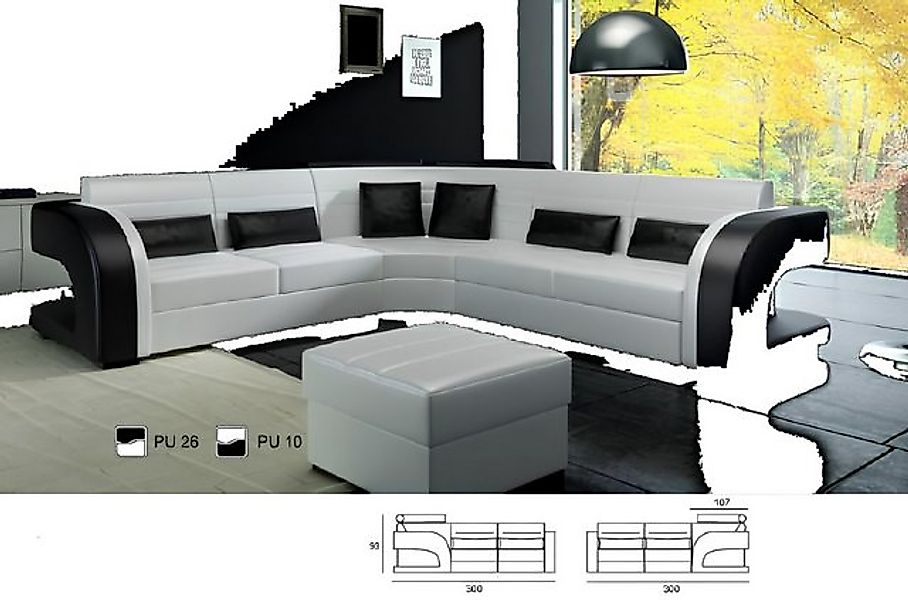 JVmoebel Ecksofa Ledersofa mit USB Design Wohnlandschaft Couch Garnitur Pol günstig online kaufen