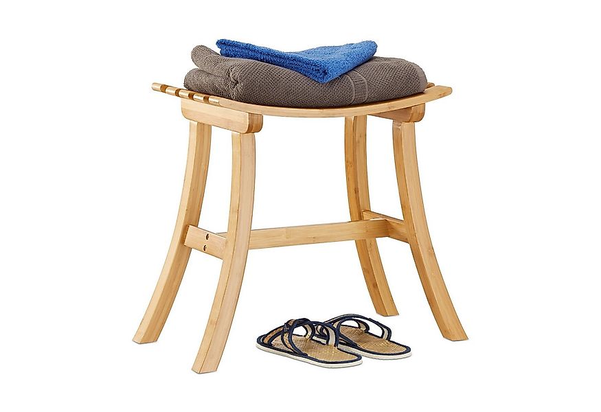 relaxdays Sitzhocker Geschwungener Hocker aus Bambus günstig online kaufen