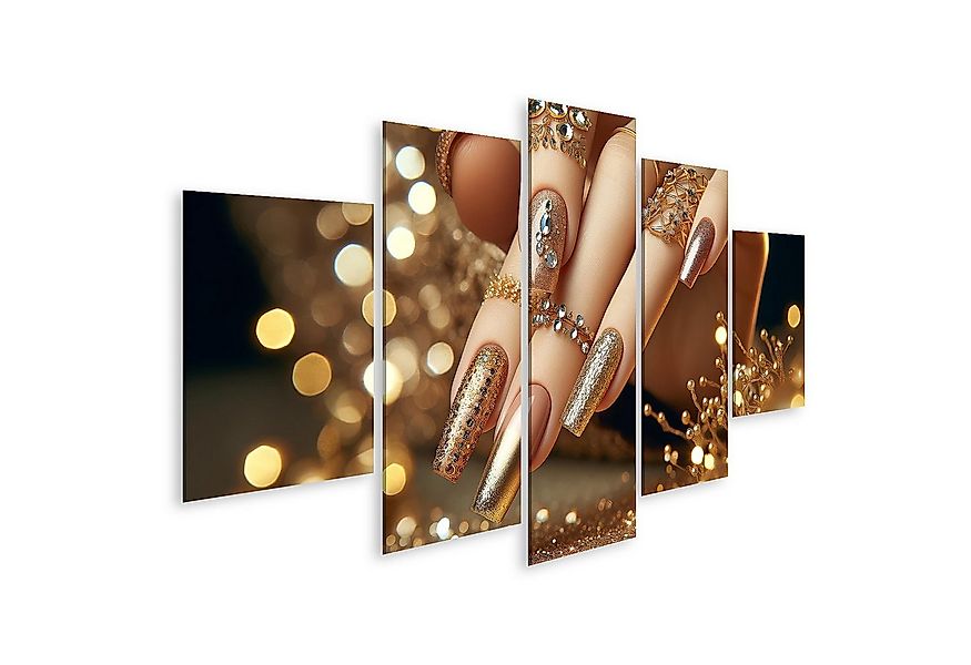 islandburner Leinwandbild Glitzernde Goldpracht Maniküre mit Juwelen Verede günstig online kaufen