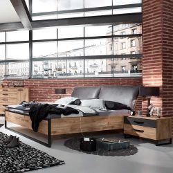 Doppelbettgestell Loft Stil Made in Germany 100 cm hoch günstig online kaufen