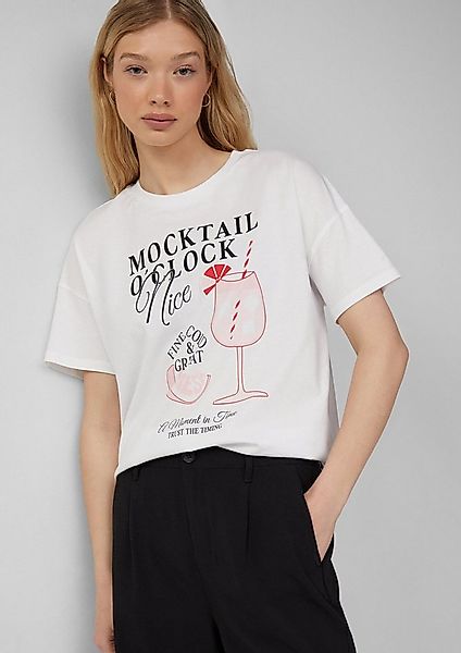 QS Kurzarmshirt T-Shirt Baumwollshirt mit überschnittener Schulter und Fron günstig online kaufen