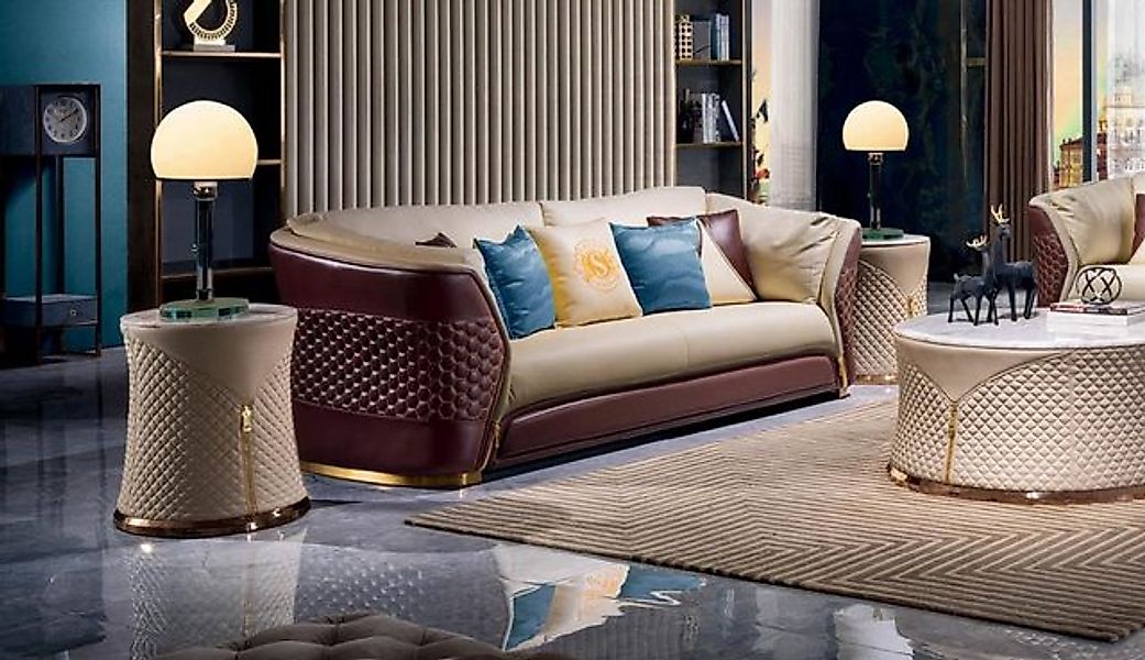 JVmoebel Sofa 3 Sitzer Couch Polster Sofas Designsofa Sitz Dreisitzer Holz günstig online kaufen