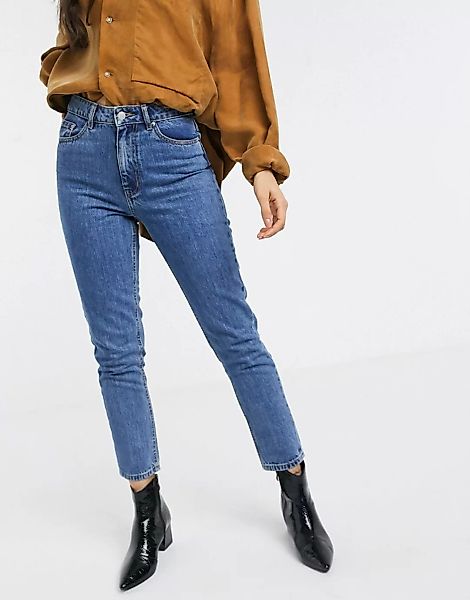 Vero Moda – Blaue Mom-Jeans mit hohem Bund günstig online kaufen