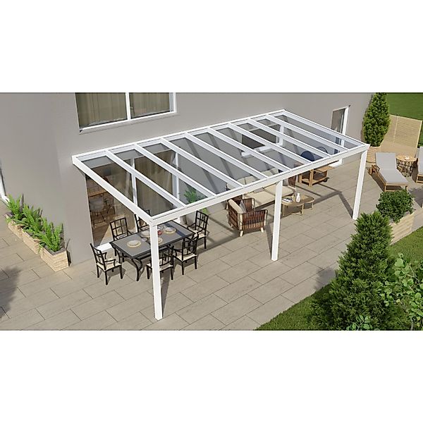 Terrassenüberdachung Professional 700 cm x 300 cm Weiß Glas günstig online kaufen