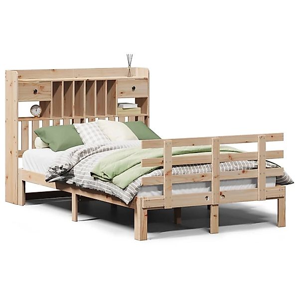 vidaXL Massivholzbett mit Regal ohne Matratze 135x190 cm Kiefer 3322786 günstig online kaufen