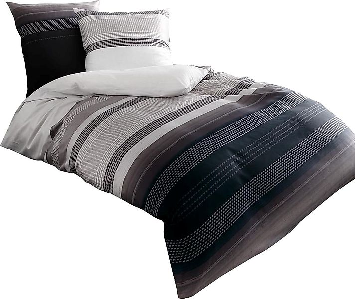 Kaeppel Bettwäsche Kaeppel Fein Biber Bettwäsche Profile Streifen Silber Zi günstig online kaufen