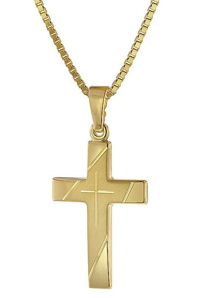 trendor Kette mit Anhänger Kreuz Anhänger Gold 333 mit goldplattierter Silb günstig online kaufen