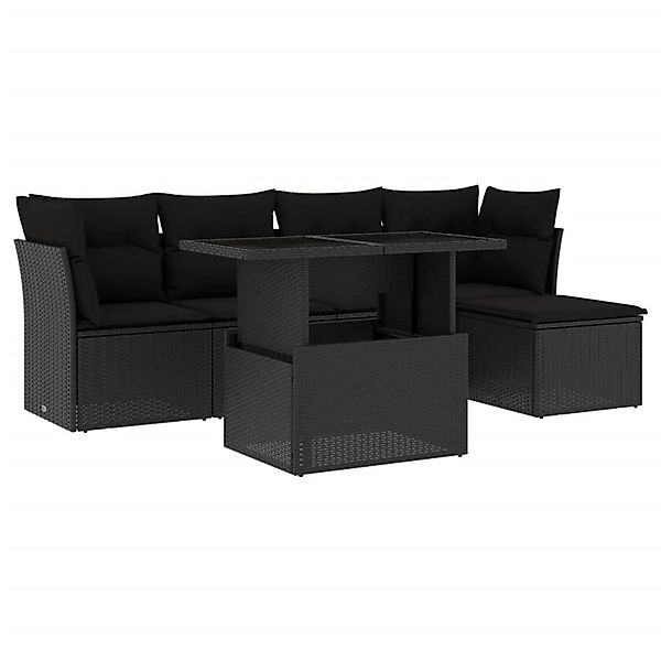 vidaXL 6-Tlg Garten-Sofagarnitur mit Kissen Schwarz Poly Rattan 3266545 günstig online kaufen