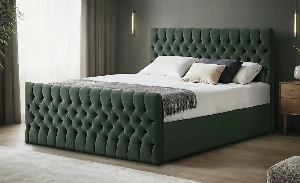 Boxbett mit Bettkasten und Fußteil Belek King ¦ grün ¦ Maße (cm): B: 180 H: günstig online kaufen