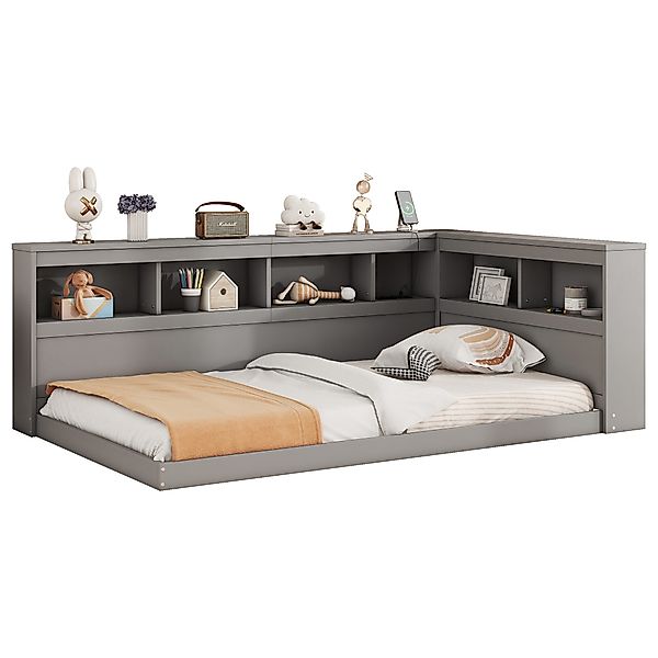 Flieks Kinderbett, Kinderbett Einzelbett 90x200cm mit Ablagefächer und Lade günstig online kaufen