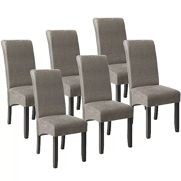 6 Esszimmerstühle, ergonomisch, massives Hartholz - grau marmoriert günstig online kaufen