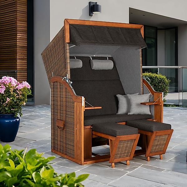 Strandkorb Rantum Teak PE grey Dessin Skyline Ostfriesland günstig online kaufen