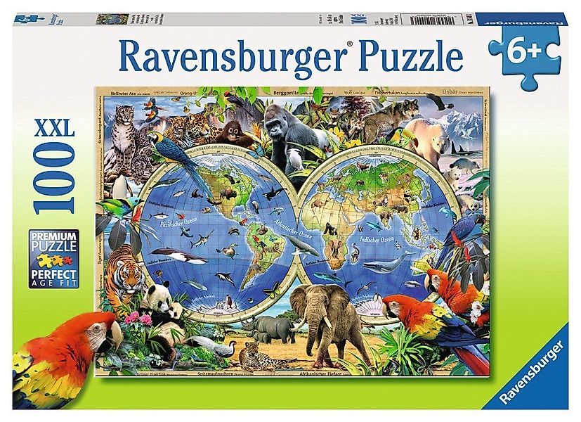 Ravensburger Puzzle 100 Teile Ravensburger Kinder Puzzle XXL Tierisch um di günstig online kaufen