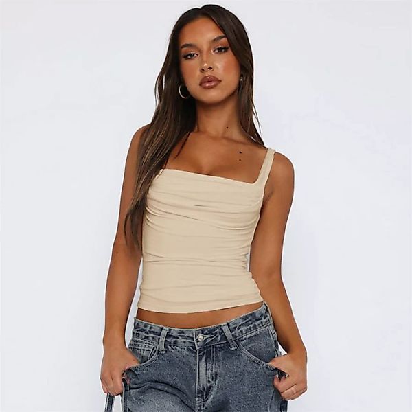 RUZU UG T-Shirt Schlankes, heißes Girl-Top mit plissiertem Rückenträger (1- günstig online kaufen