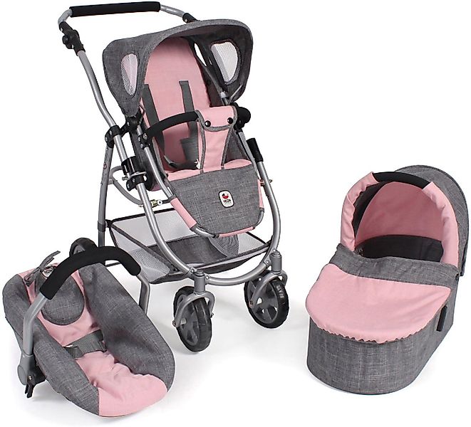 CHIC2000 Kombi-Puppenwagen Emotion All In 3in1, Grau-Rosa, inkl. Babywanne, günstig online kaufen