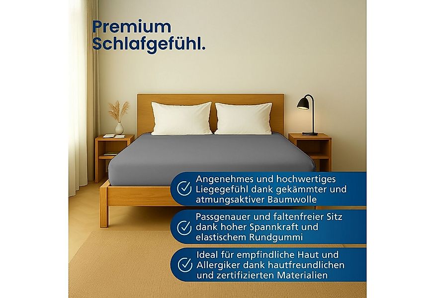 AM Qualitätsmatratzen Spannbettlaken Baumwolle in anthrazit, Bettlaken für günstig online kaufen