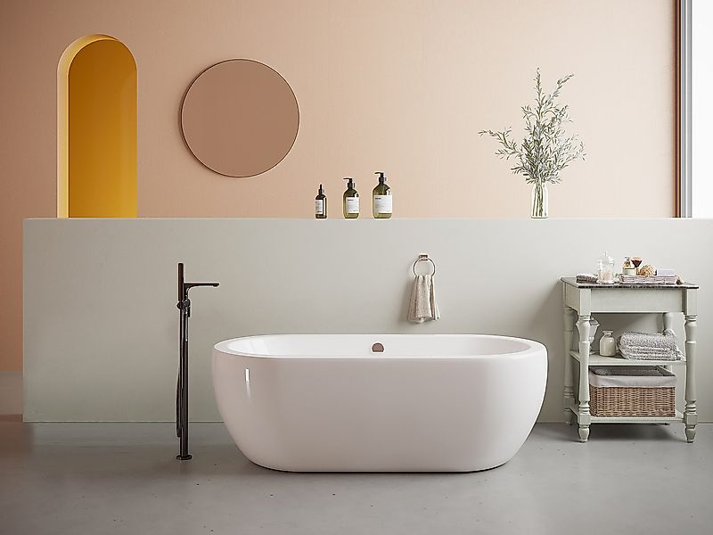 Freistehende Badewanne oval - 200 L - 170 x 80 x 58 cm - Acryl - Weiß - NEP günstig online kaufen