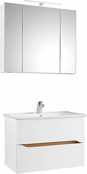 Saphir Badmöbel-Set "Quickset 2-teilig, Keramikwaschtisch mit LED-Spiegelsc günstig online kaufen