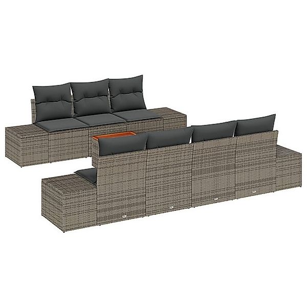 vidaXL Loungesofa 8-teiliges Garten-Sofa-Set mit Kissen Grau Poly Rattan, 8 günstig online kaufen
