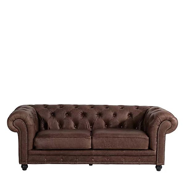 Leder Dreisitzer Sofa in Braun 216 cm breit - 100 cm tief günstig online kaufen
