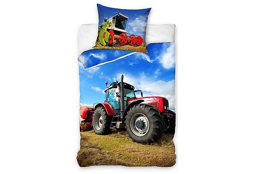 Familando Kinderbettwäsche Traktor Trekker, Set 135x200 80x80 cm, 100% Baum günstig online kaufen