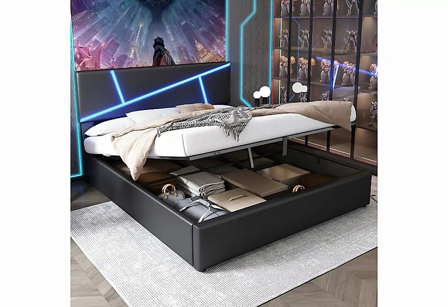 MODFU Polsterbett Bequemes (mit LED-Lichtleisten,180*200 cm, Doppelbett mit günstig online kaufen