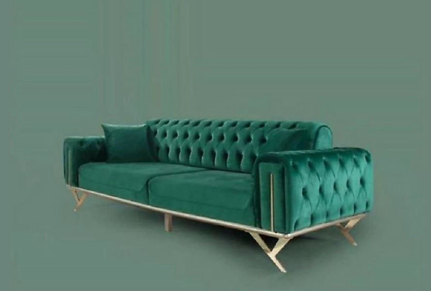 JVmoebel Sofa Dreisitzer Sofa Sitzpolster Chesterfield Stoff Couch Modern G günstig online kaufen