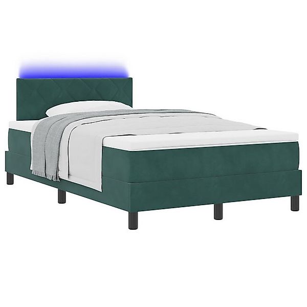 vidaXL Bett LED Boxspringbett mit Matratze Dunkelgrün 120x200 cm Samt (1-tl günstig online kaufen
