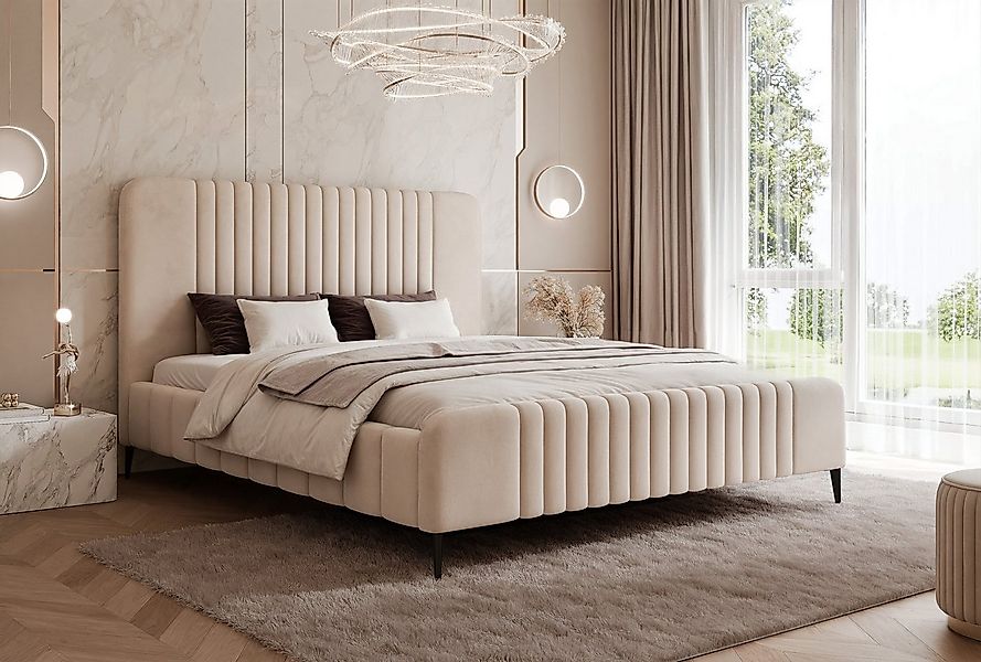 Goldstoff Polsterbett Elegantes Bett OPERA mit hohem Kopfteil und großzügig günstig online kaufen
