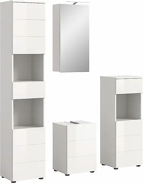 welltime Badmöbel-Set »Biel, Höhe 190 cm,Hochschrank,WBU, Spiegelschrank, U günstig online kaufen