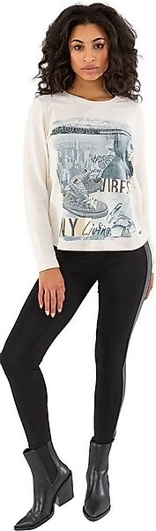 Gio Milano Langarmshirt G29-1109, "cool city" Rundhals mit Strassbesatz Met günstig online kaufen