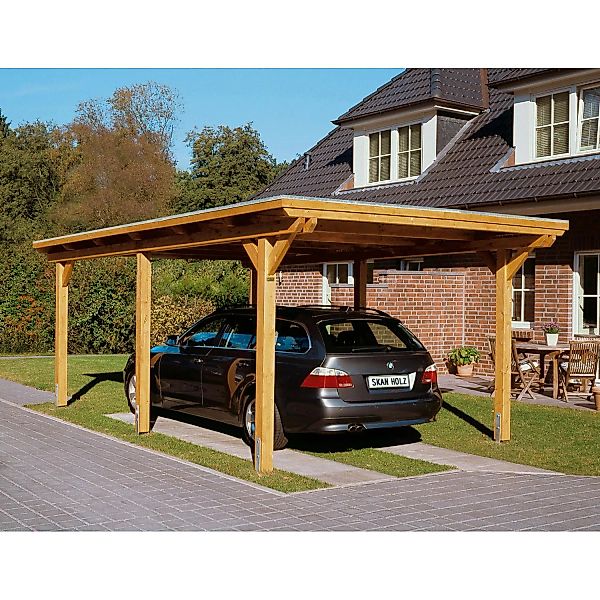 Skan Holz Flachdach-Einzelcarport Emsland 354 cm x 604 cm günstig online kaufen