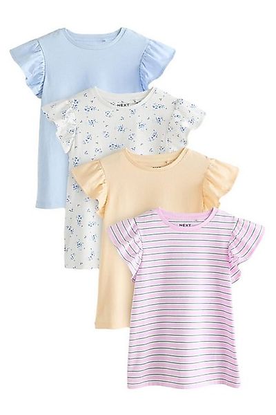 Next T-Shirt 4 x T-Shirts 100 % Baumwolle mit Pailletteneinhorn (4-tlg) günstig online kaufen