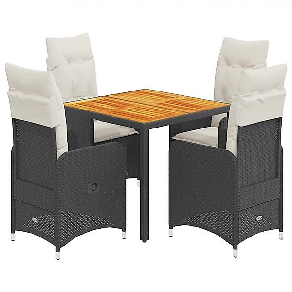 vidaXL 5-Tlg Garten-Bistro-Set mit Kissen Schwarz Poly Rattan 3276976 günstig online kaufen