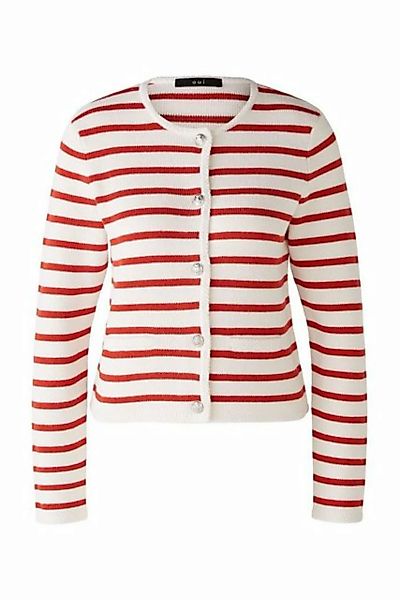 Oui Strickjacke Jacke/Jacket, white red günstig online kaufen