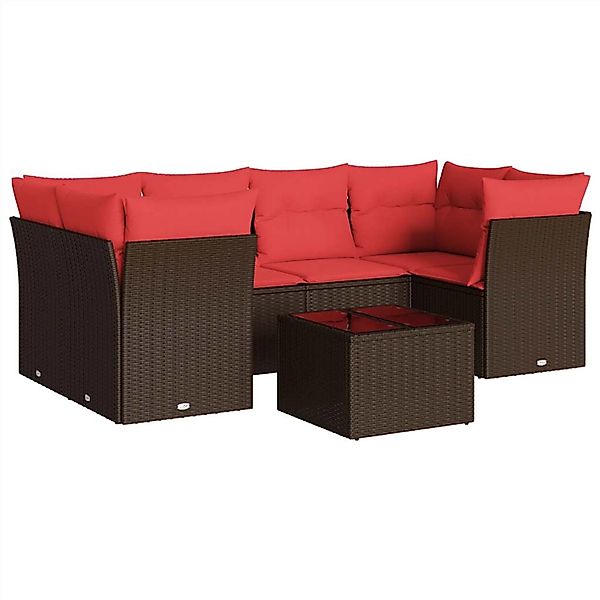 vidaXL 7-Tlg Garten-Sofagarnitur mit Kissen Braun Poly Rattan 3217274 günstig online kaufen