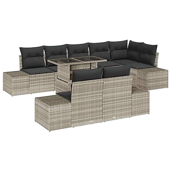 vidaXL Gartensofa-set mit Kissen 9-Tlg Hellgrau Poly-Rattan 3349208 günstig online kaufen